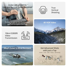 Load image into Gallery viewer, DJI Mini 3 (DJI RC) , Lightweight 3x Mechanical Gimbal Mini Camera Drone with 4K HDR Video, 38-min Flight Time, up to 32800ft (10km) Video Transmission, Vertical Shooting, GPS Auto Return Integrated