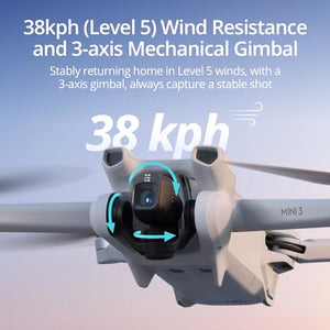 DJI Mini 3 (DJI RC) , Lightweight 3x Mechanical Gimbal Mini Camera Drone with 4K HDR Video, 38-min Flight Time, up to 32800ft (10km) Video Transmission, Vertical Shooting, GPS Auto Return Integrated