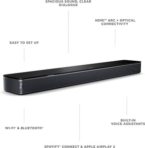 Bose Smart Soundbar 600 with Dolby Atmos, Bluetooth Wireless Sound Bar for TV with Build-In Microphone and Alexa Voice Control, Black